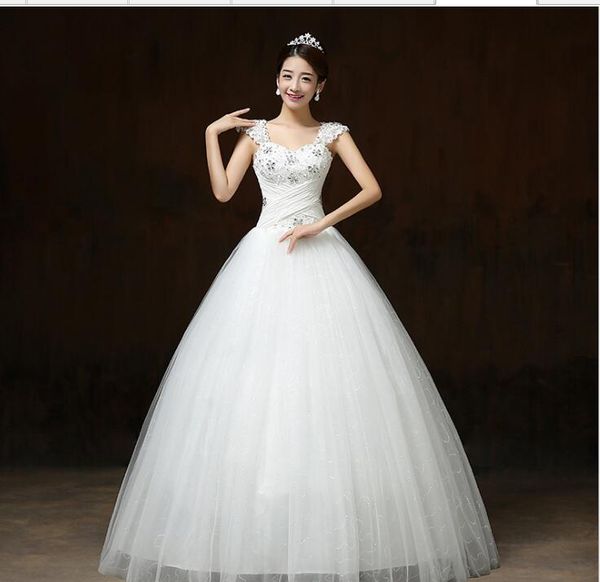 Abito da sposa di spedizione gratuita 2018 vestido de noiva Bianco principessa abiti da sposa paillettes pizzo abiti da sposa abito da ballo sposa