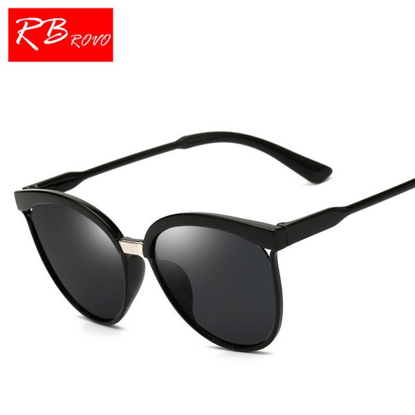 

rbrovo 2018 леденцы марка cat eye солнцезащитные очки женщины пластиковые солнцезащитные очки классический ретро lunette de soleil femme, White;black