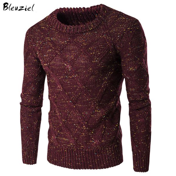 

bleuziel winter sweater pullover men solid o neck long sleeve warm sweaters 2017 slim knitting thicker brand casual sweater men, White;black