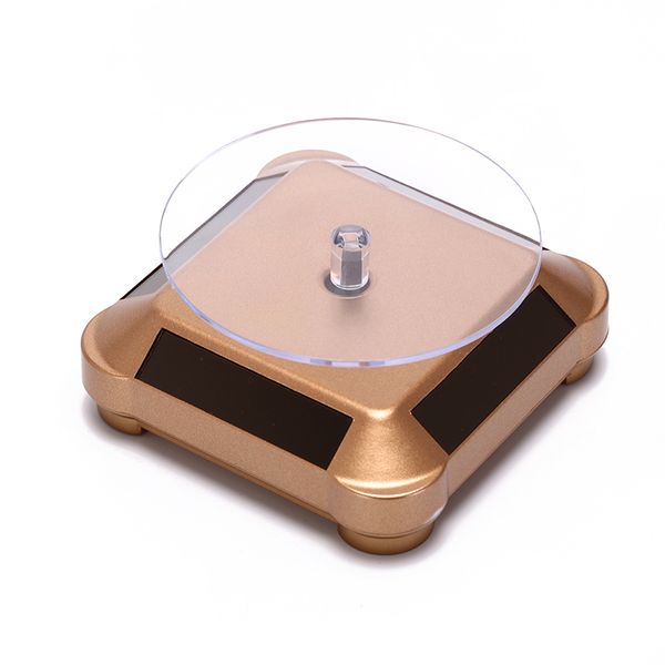 

fashion holder rack solar showcase 360 turntable for watch ring display rotating jewelry watch stand box, Black;blue