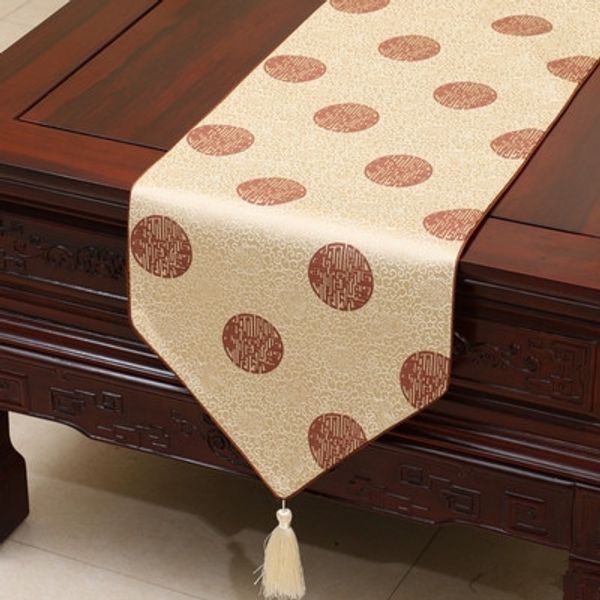 Curto Longo Jacquard seda chinesa Brocade Tabela Runner decorativa pequeno da tabela do damasco de pano retangulares toalha de mesa de café chá Pads 150x33 cm