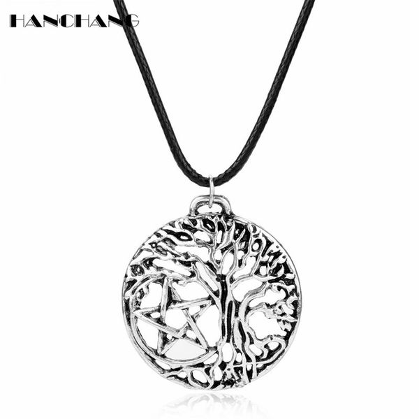 

hanchang tree of life necklaces pendants vintage accessories jewellery choker rope necklace for women men jewelry collares, Silver