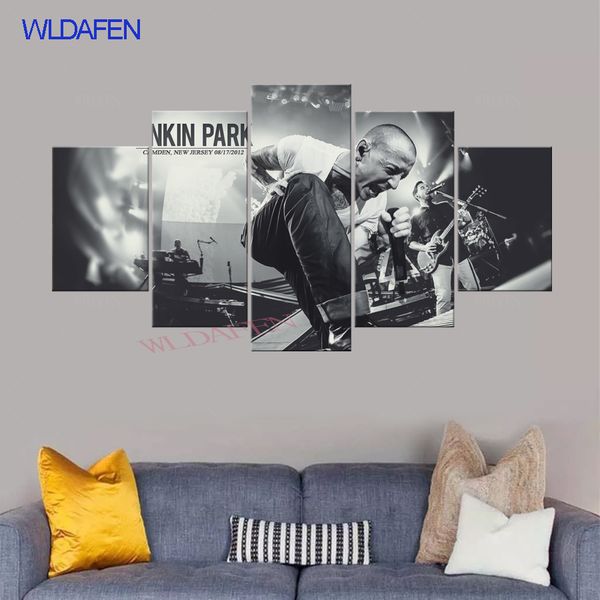 

pictures artwork living room hd printed framework 5 panel black white linkin park home decoration posters modern wall painting