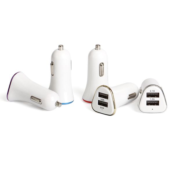 

wholesale 2018 new design triangle dual usb car charger chargeing adapter 2usb 2a fast charging adapter for iphone samsung galaxy 500pcs/lot