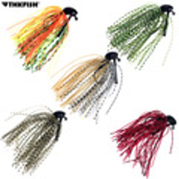 

5pcs 7g 10g 14g bass jigs weedless weedguard silicone rubber skirt lure buzz metal lead jig heads vmc hook skirt fishing lures