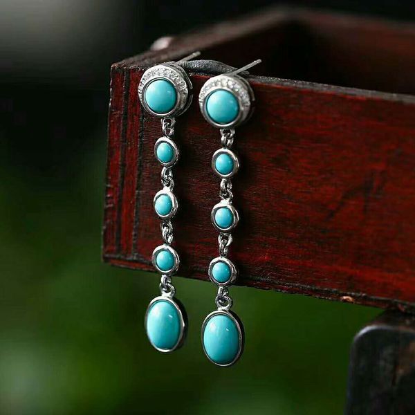 

radhorse turquoise earring genuine 925 sterling silver earring for women luxurious & classic style fine jewelry, Golden;silver