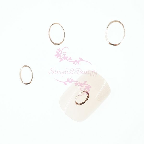

500pcs/lot rose gold oval shape hollow out frame metal rivet studs curved back 3d nail art manicure diy decorations accessories, Silver;gold