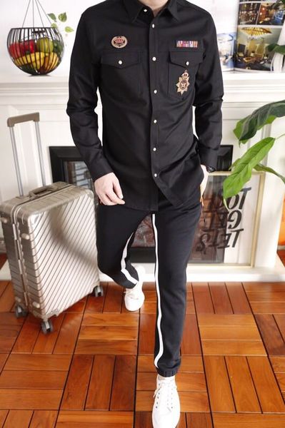 

we09668bh fashion men's shirts 2018 runway european design party style men's clothing, White;black