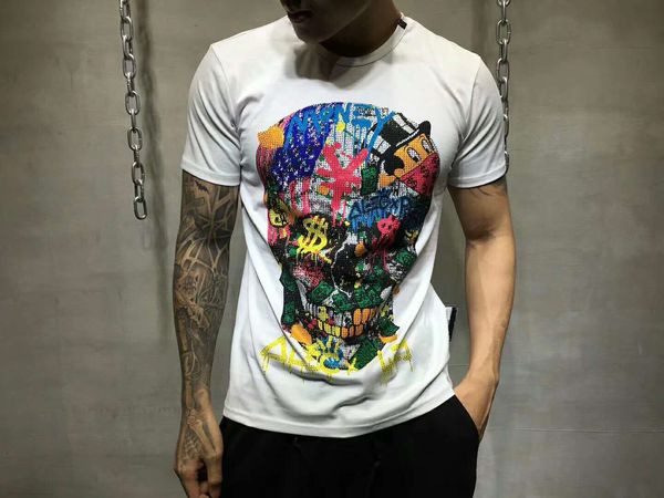 

Мужская мода череп pattern футболка мужская бренд-одежда повседневная летняя футбол