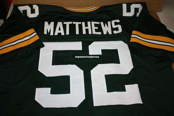 

retro #52 clay matthews custom mitchell & ness jersey green stitching men's football jerseys running, Black;blue