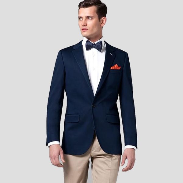 

custom made dark blue men suits wedding retro vintage groom tuxedo men slim fit mens blazer jacket handsome khaki pants 2 pieces, Black;gray