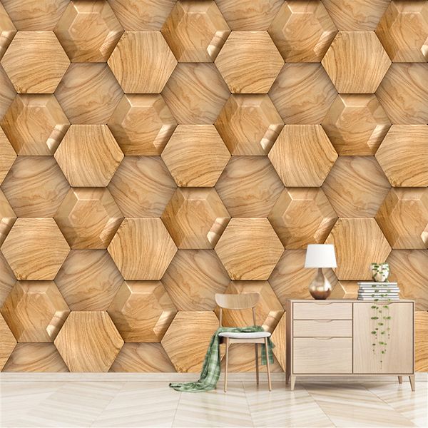 3d Hexagon Wood Grain Marbles Pattern Wallpaper Custom Luxury Wall Mural Art Canvas Poster Living Room Bedroom Tv Backdrop Home Decoration Decorating