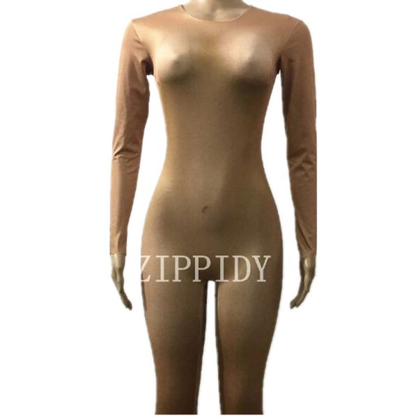 

Nude Skinny Jumpsuit Sexy Leggings One -Piece Costume Female Singer Dance Performance Rompers Bar Stage Wear Big Stretch Clothing