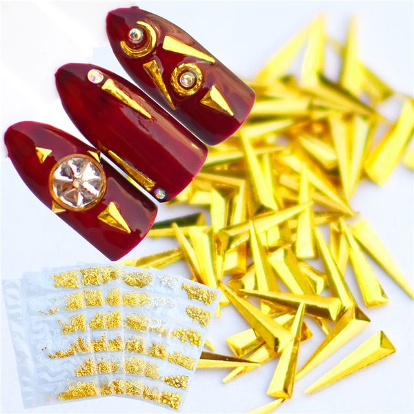 

wuf 6 grid/pack mixed nail art metal frame non fix rhinestones decorations nail manicure, Silver;gold