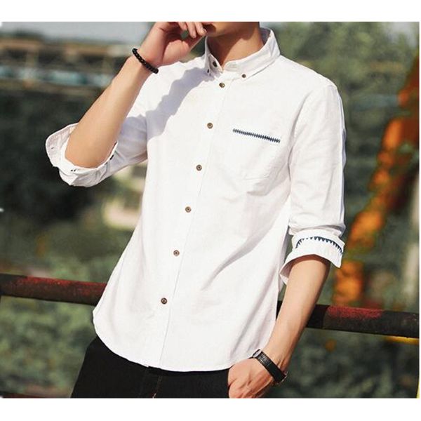 

long-sleeved shirt men's self-cultivation business casual dress breathable shirt small clear solid, White;black