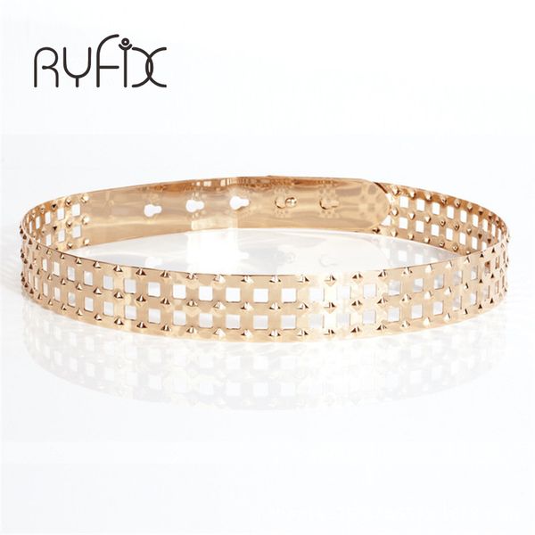 

selling fashion 2018 gold mirror buckles belts the women's punk vintage rivet belt metal waistband for female bl59 s18101807, Black;brown