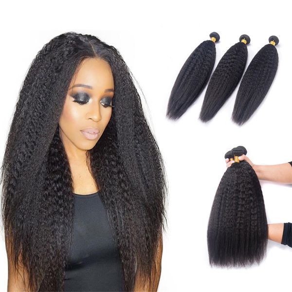

7a brazilian virgin human hair weave bundles unprocessed brazillian peruvian indian malaysian cambodian kinky straight remy hair extensions, Black