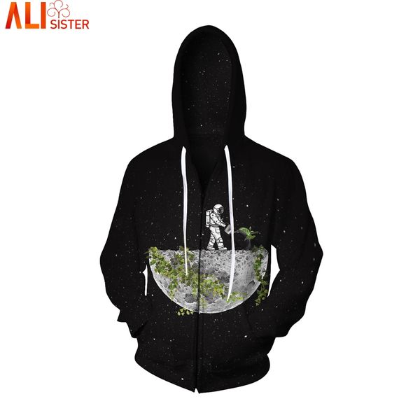 

alisister galaxy black zipper hoodies environmental protection 3d men women jacket sweatshirt sweat homme unidex outwear