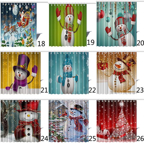 

christmas shower curtain santa claus snowman waterproof 3d printed bathroom shower curtain decoration with hooks 165*180cm wx9-108