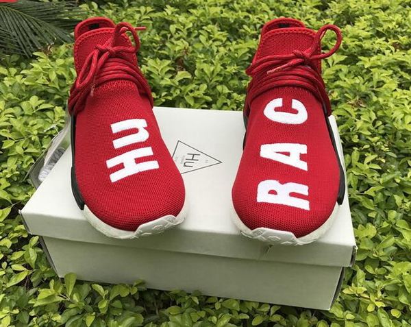 

pk quality human race shoes mens womens lightweight fashion sneakers breathable lace-up sports shoes,hu solar pack casual running shoe frien, White;red