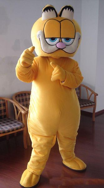 2018 de alta qualidade hot cat amarelo tamanho adulto traje da mascote trajes de caráter dos desenhos animados crianças crianças festa de aniversário mascote do gato frete grátis