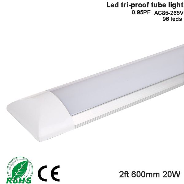 

tri-proof led tube lamp purified fixture flat bracket light 2ft 600mm 20w ac85-265v smd2835, ing