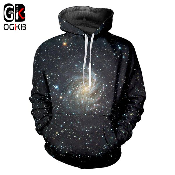 

ogkb человек бодибилдинг фитнес толстовка с длинным рукавом crewneck с капюшоном пуловеры женщины / мужчины прохладный печати звездная ночь, Black