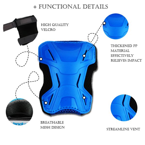 

2018 elbow pads knee pads children black sleeve strap type pp material six pieces in professional, Black;gray
