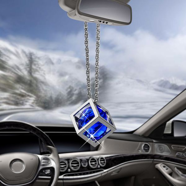 

car pendant cube diamond decoration suspension ornaments rear view mirror hanging trim automobiles interior dangle decor gifts