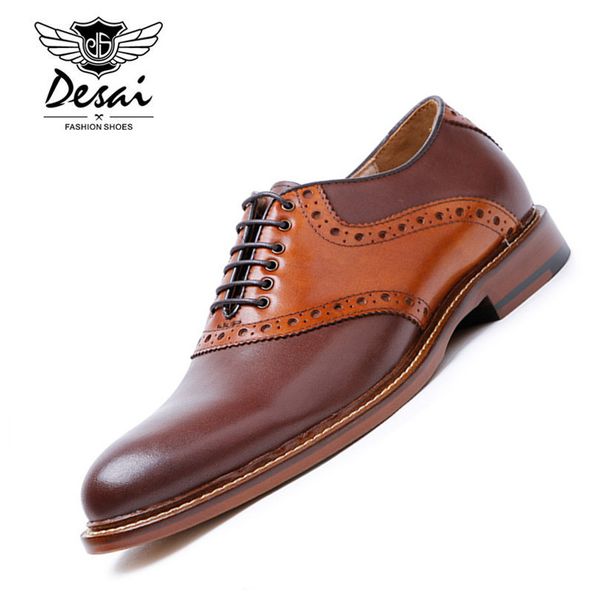 

desai brand oxford shoes for men genuine leather shoes mixed color england style handmade men size 38-43, Black