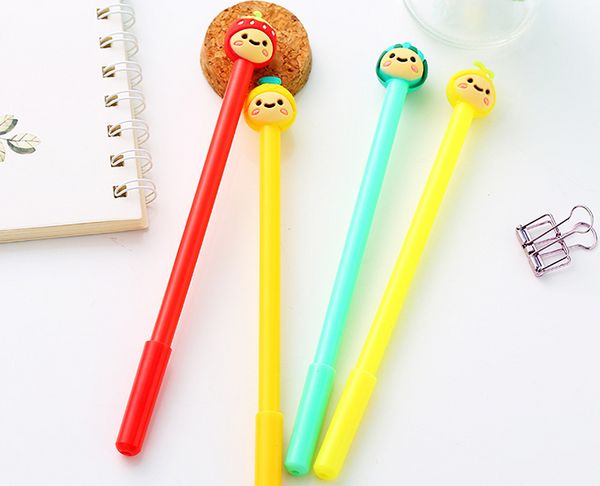 

40pcs/lot anime cartoon stationery fruit girl gel pen 0.5mm black ink student gift pen