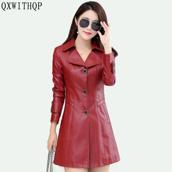 

Qxwithqp 2017 autumn new fa hion leather jacket large ize leather windbreaker long ection motorcycle lim tide 3xl