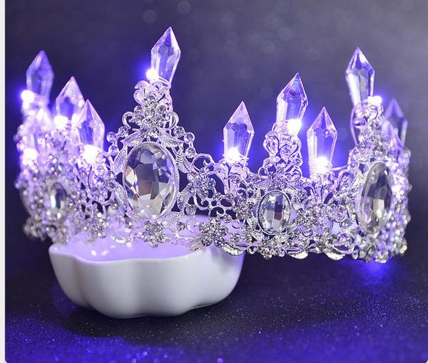 

bridal head ornament luxurious atmosphere luminescence wedding ornaments korean color lantern wedding dress accessories, Silver