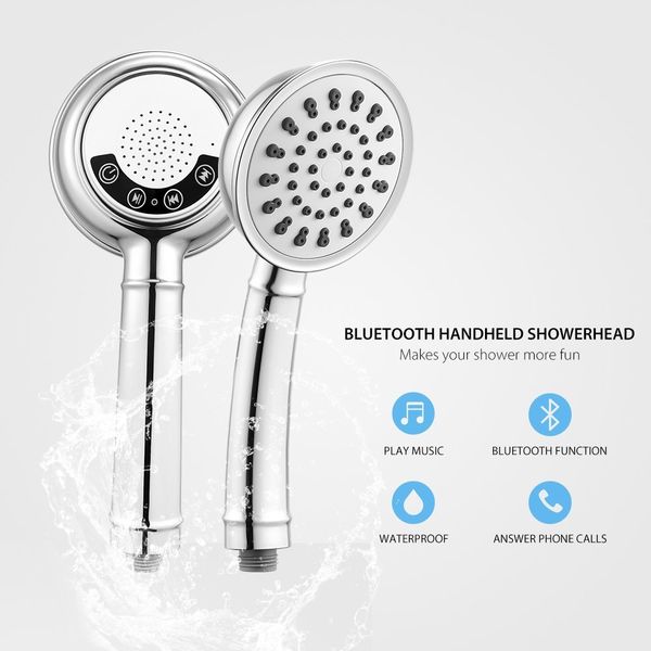 

answer phone calls water proof music handheld shower abs chrome assemble bluetooth speaker bluetooth shower head