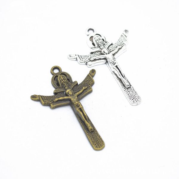

120 pcs/ lot crucifix charms cross charms pendant antique silver tone antique silver & bronze plated ,42*30mm, Bronze;silver