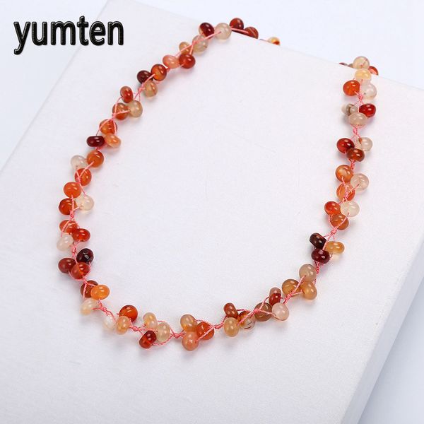 

yumten agate necklace natural stone crystal women's woven beads popular fashion handmade accessories valentine's day gift bijou, Silver