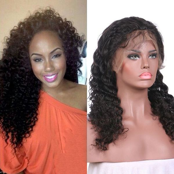 

silk base full lace wigs with baby hair mongolian virgin hair deep wave lace wig for black women fdshine