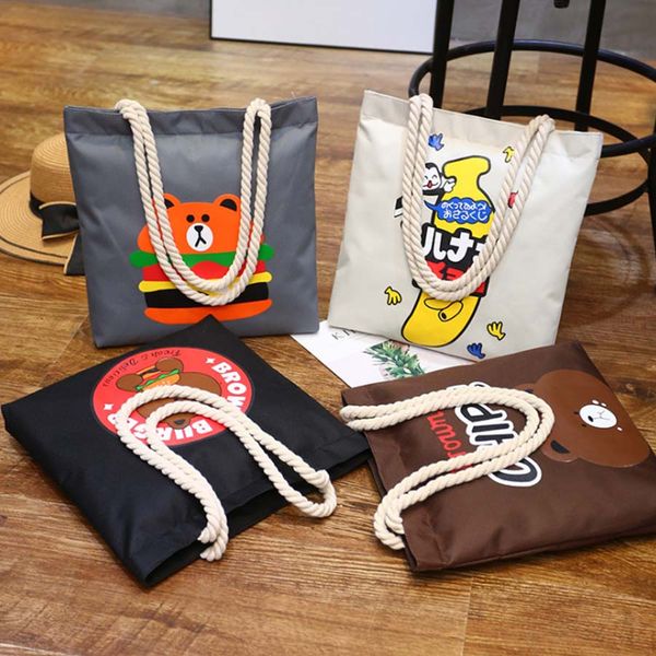 

oxford canvas cartoon casual supermarket shopping handbag shoulder bag