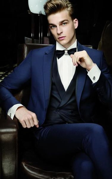 

groom wear dark blue one button groomsmen notch lape groom tuxedos men suits wedding/prom/dinner man blazer(jacket+pants+tie+vest), Black;gray