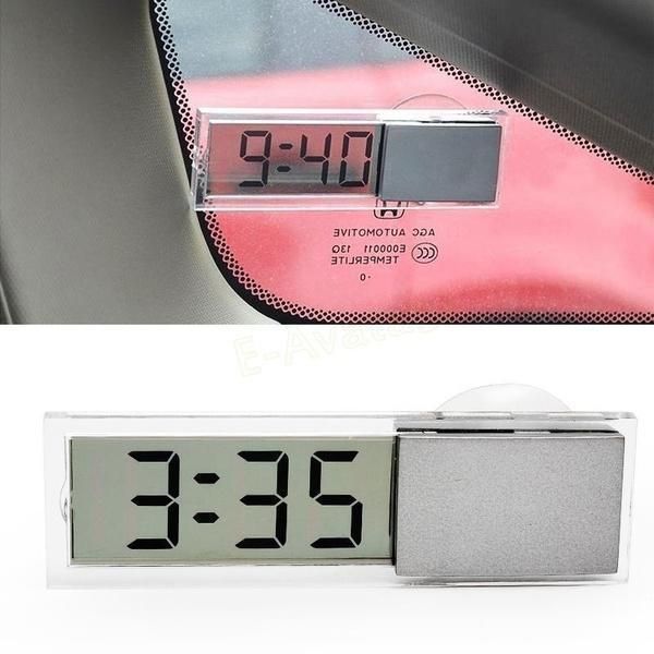 

lumiparty car electronic clock mini transparent lcd display digital with sucker glass car ornaments r30