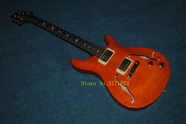 

Orange flame hollow electric guitar new arrival from china