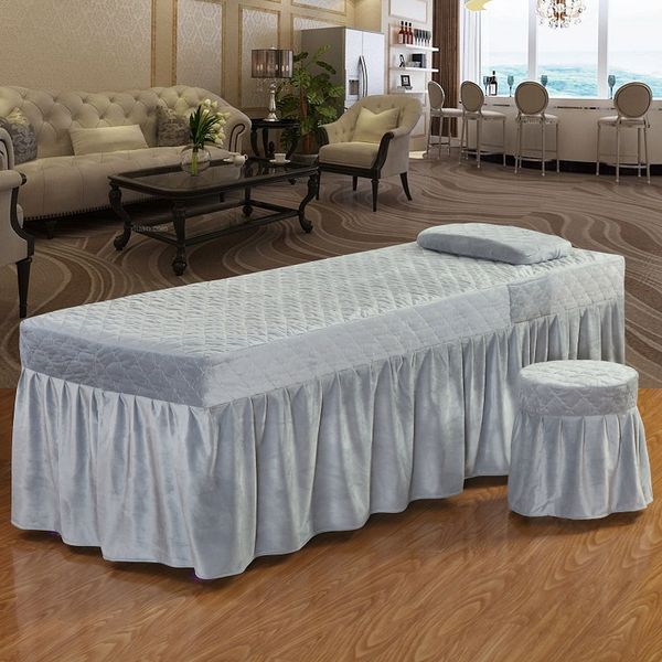 

one piece soft beauty salon bed skirt crystal velvet solid color bed spread for hairdresser esthetic salon 70*190cm mzr1
