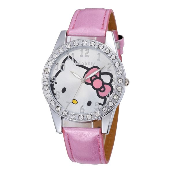 

Hello Kitty Дети Янг Горный Хрусталь Часы Сияние Девушки Ручные Часы Браслет Часы Пода