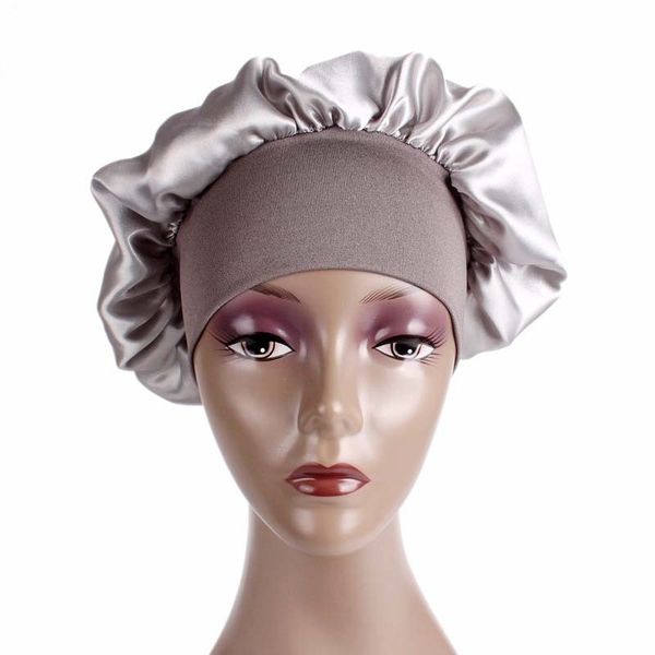 Cappello da donna in raso floccato per dormire, morbido e morbido, per dormire, con fasce elastiche, accessori per capelli