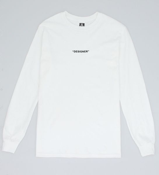 

Дизайнер с длинным рукавом футболка Abloh Louis Off Tee пародия речевые знаки Fw топ