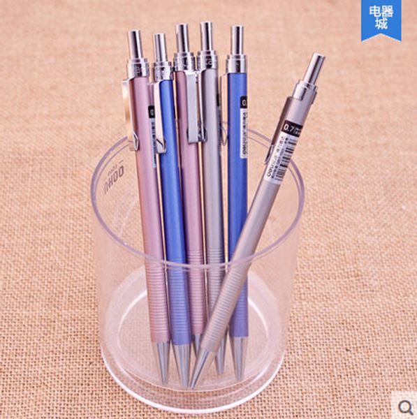 

6pcs/lot brand new 0.7mm mechanical pencil with eraser upon excellent writing metal barrel deli 6493