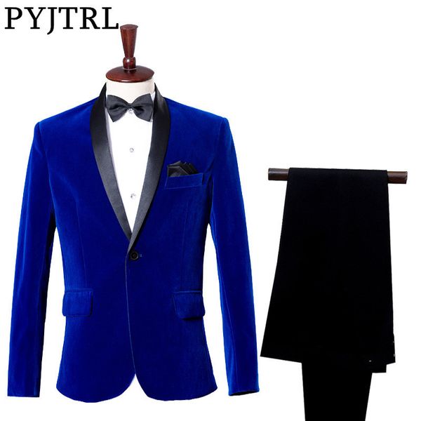 

jacket + pants) groom tuxedo dress costume studio sapphire royal blue velvet slim fit suit wedding suits for men, White;black