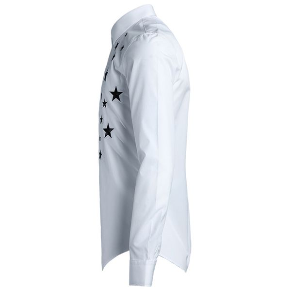 

casual male men slim solid dress size plus star design mens clothes brand camisa masculina five quality fashion shirts shirt jrsvt, Black