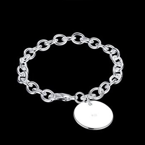 

fine 925 sterling silver bracelet xmas new style 925 silver chain charm round bracelet for men new fashion jewelry trendy lovely link xh270, Black