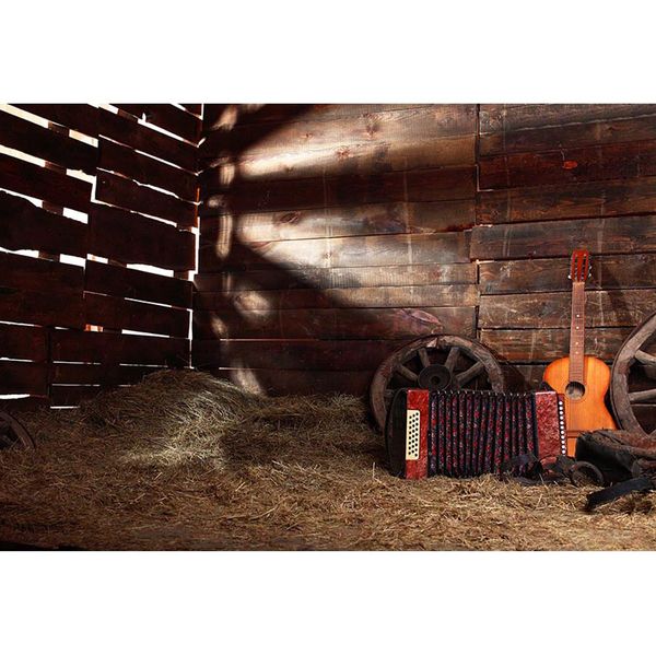 Western-Country-Cowboy-Motto-Geburtstagsparty-Hintergrund, Scheunenlager, Strohgitarre, Holzwand, rustikale Kinder-Fotografie-Hintergrund